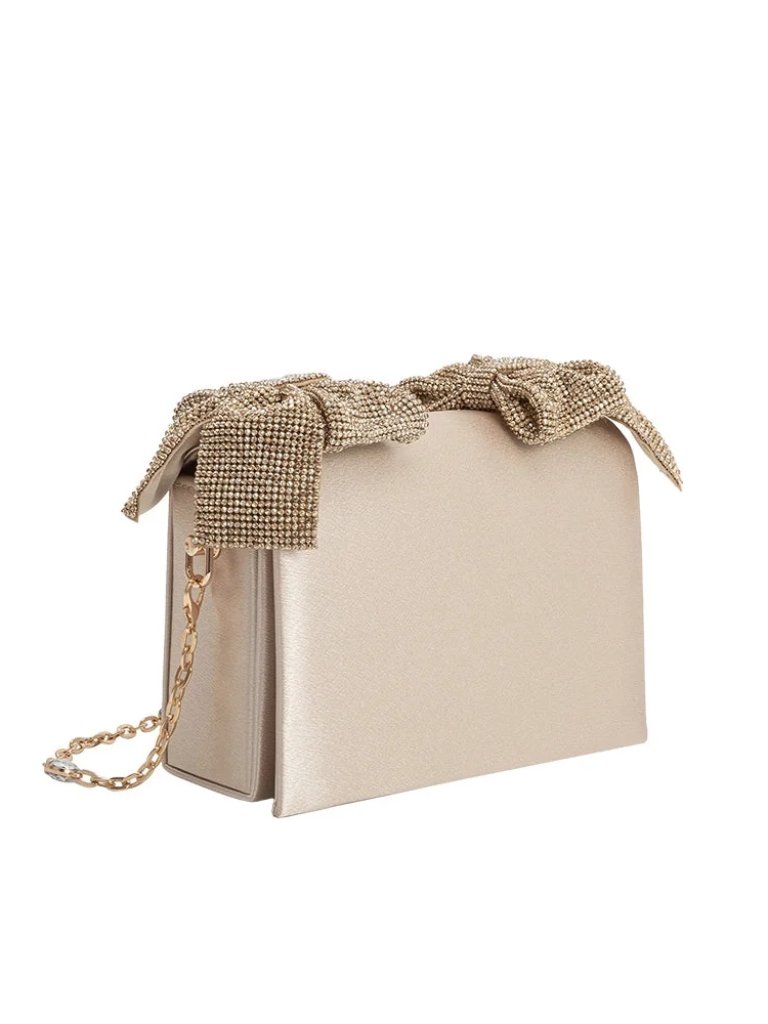 Yuri Champagne Satin Crossbody Evening Purse Bag